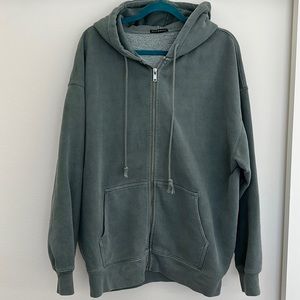 BRANDY MELVILLE Sage Green Zip Hoodie